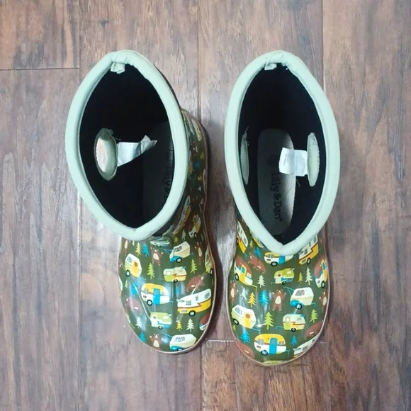 Lily & Dan- Camper Print Thick Rubber Muck/Rain Boots Insulated Youth Size 2/3 - Picture 9 of 10